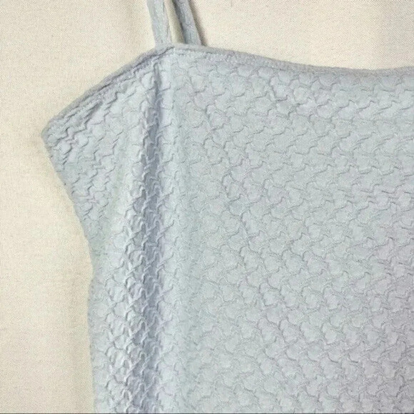 Hollister Light Blue Textured Fitted Cropped Tank Top S - Picture 3 of 4